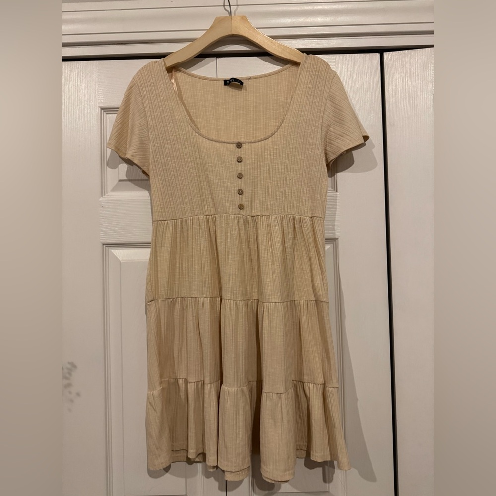Very J Cream Textured Dress